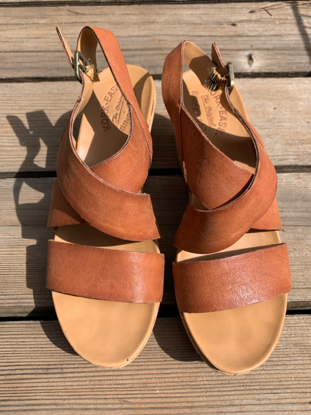 Kork-Ease Women's Cognac Leather Slingback Sandals
